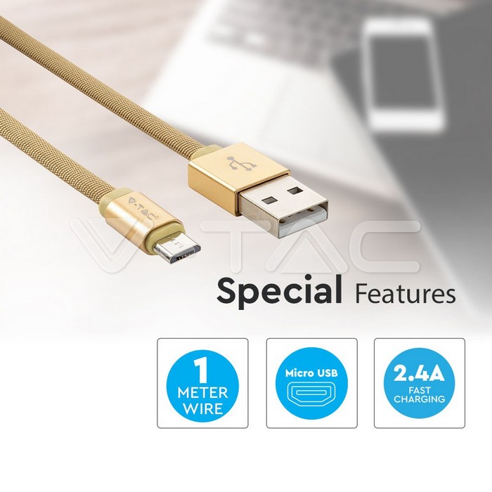 USB cables: 1m. Micro USB Cable Gold Ruby Series
